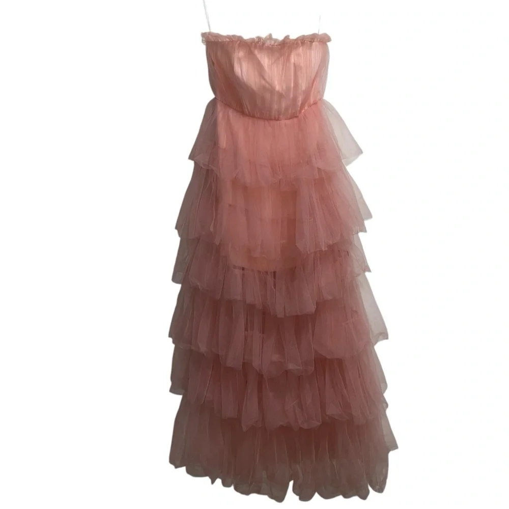 NEW NWT Lovers + Friends Bobbit Strapless Tulle Maxi Gown In Blush Pink